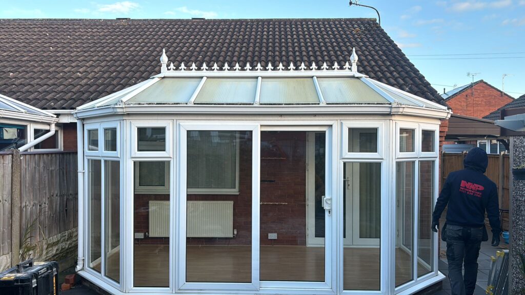 Glass Conservatory roof fitted before Wirral